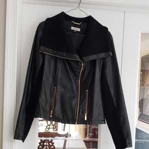 Faux black leather short jacket